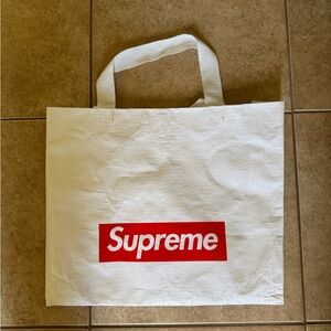 Supreme White Tote Bag with Red Logo